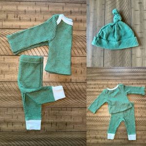 Cloud Island thermals 3pc Set Newborn in Olive